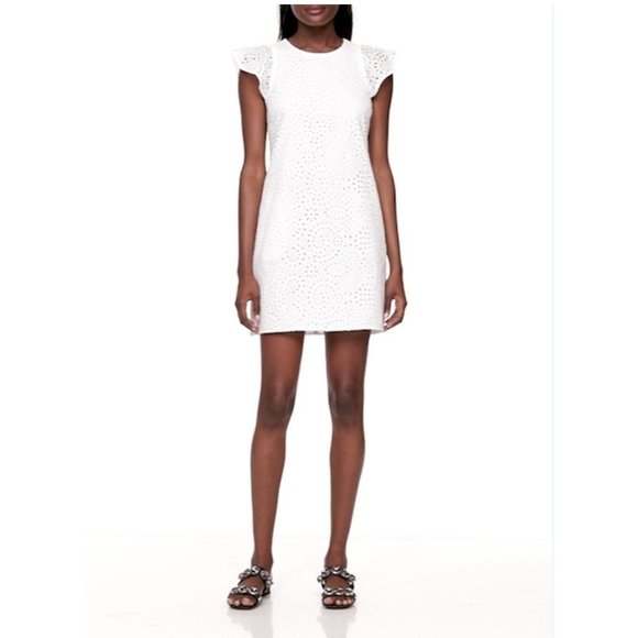 Banana Republic Eyelet Flutter Sleeves with Pockets White Dress Size XL - Picture 1 of 11